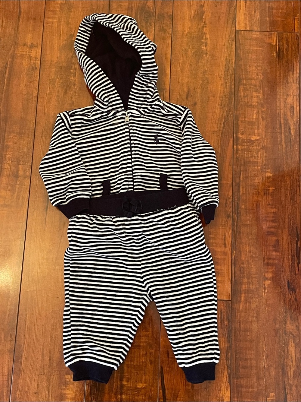 Ralph Lauren Navy and White Striped Kids Jogger Set